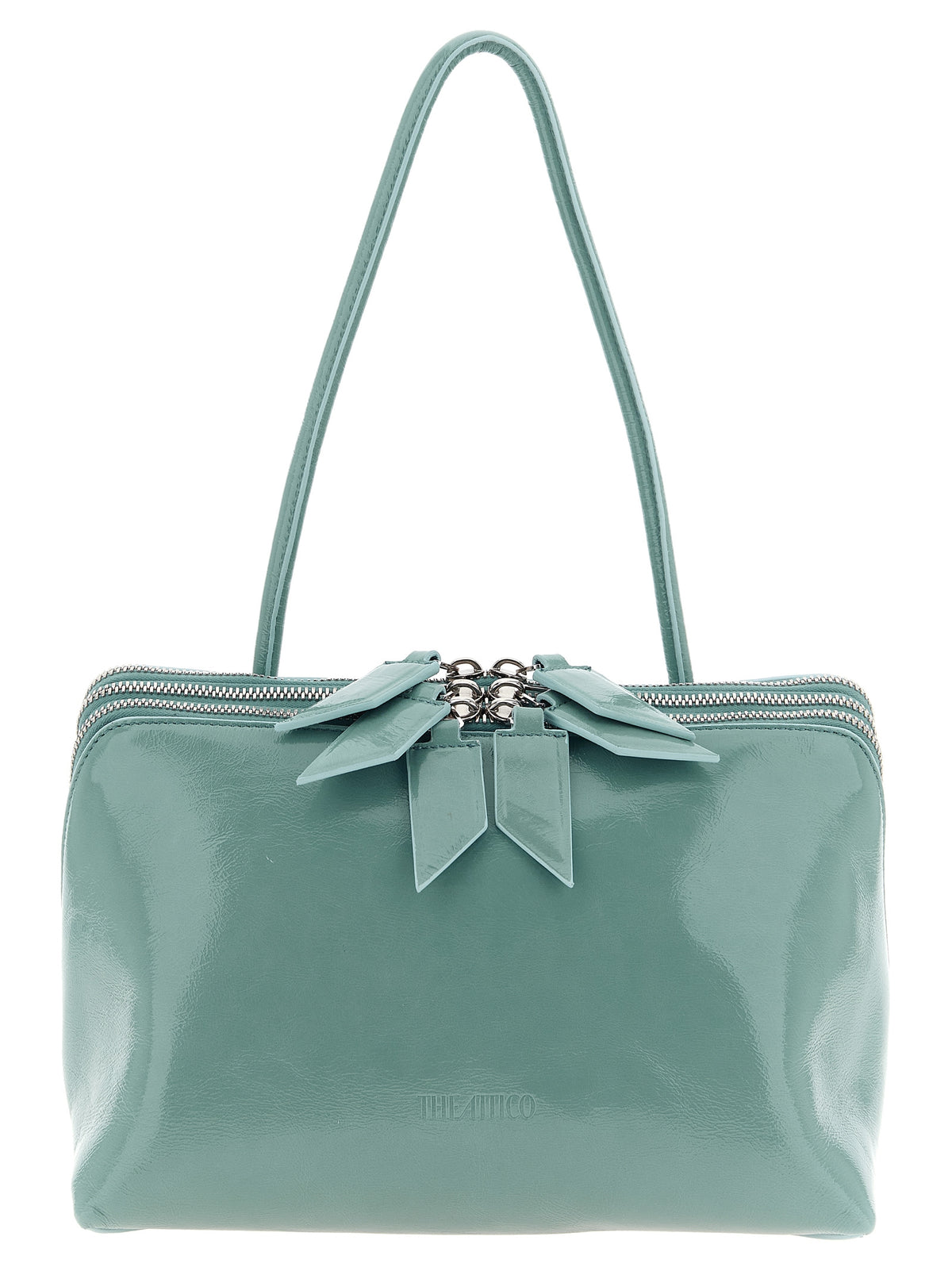 The Attico Schultertasche aus blauem Kalbsleder