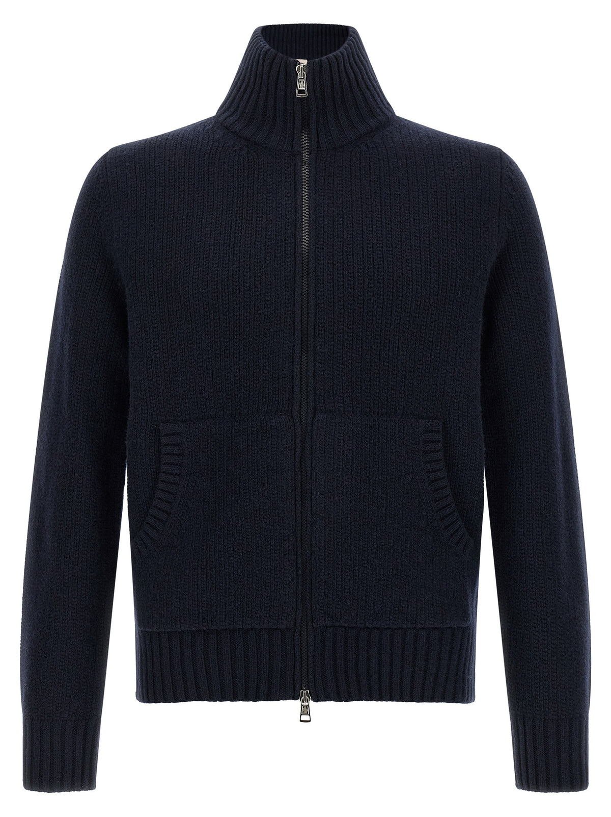 Moncler Blauer Cardigan aus Schurwolle