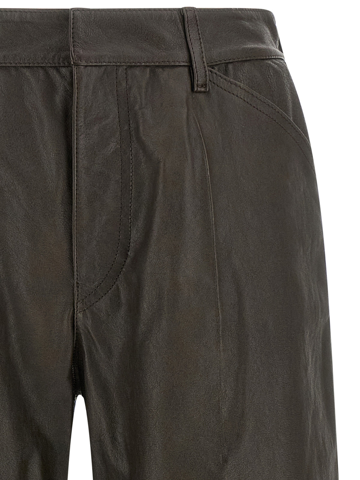 Lemaire Braune Kalbsleder-Bermudashorts