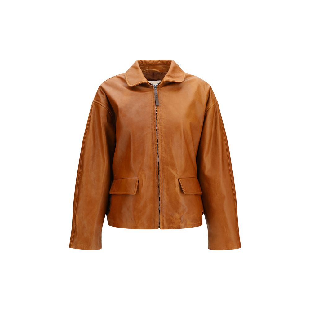 Marni Braune Kalbslederjacke Bos Taurus