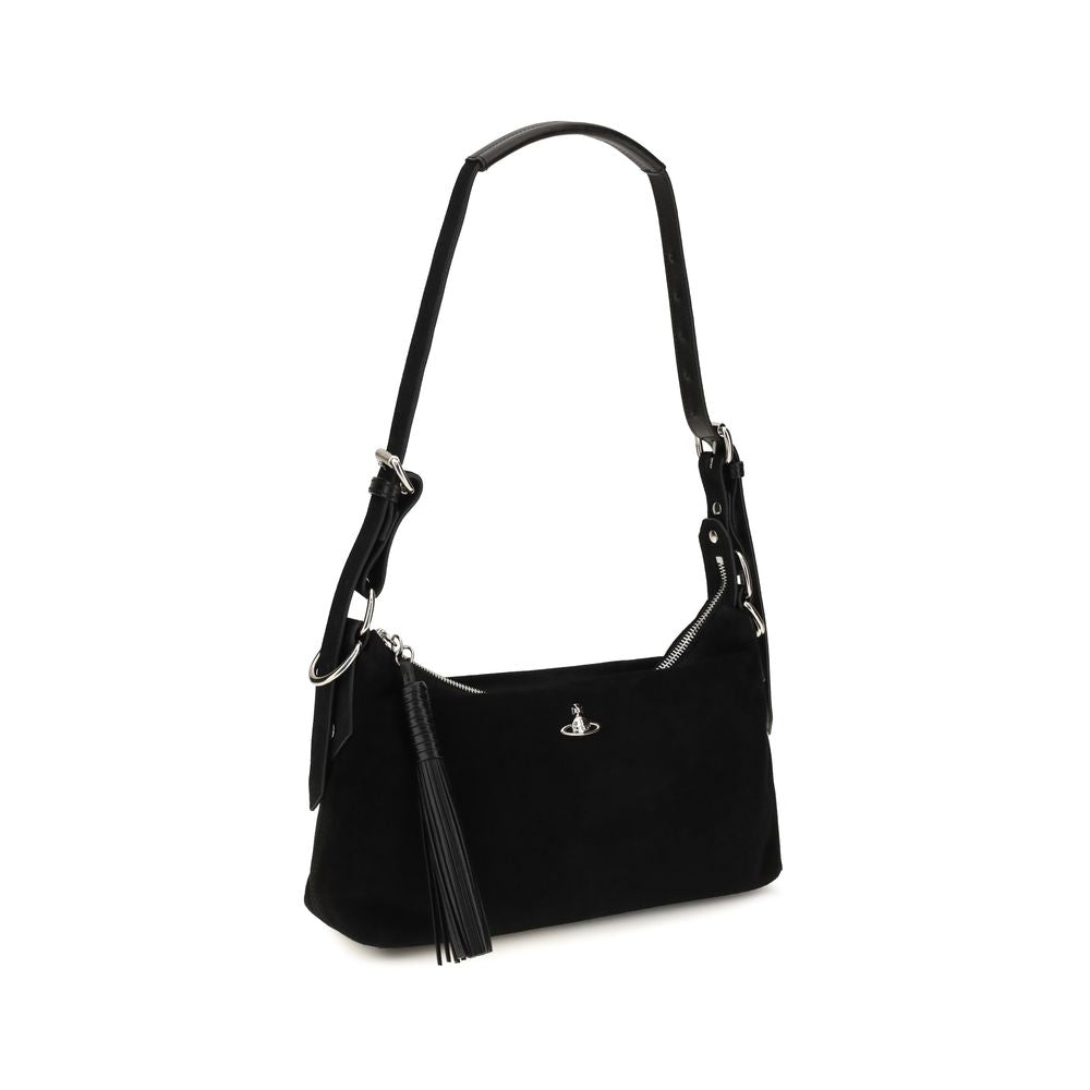 Vivienne Westwood Schwarze Schultertasche aus Wildleder