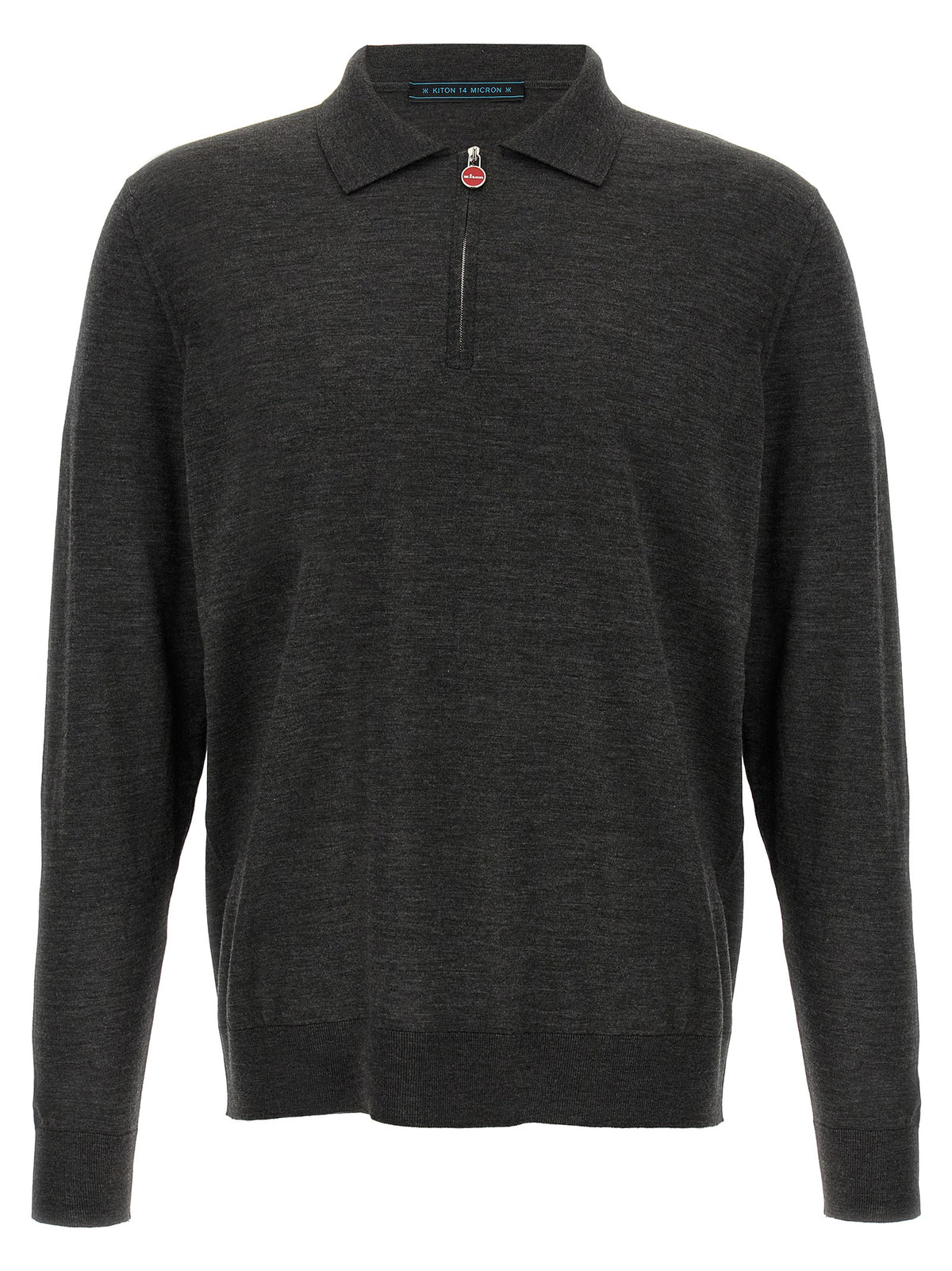 Kiton Graues Woll-Poloshirt