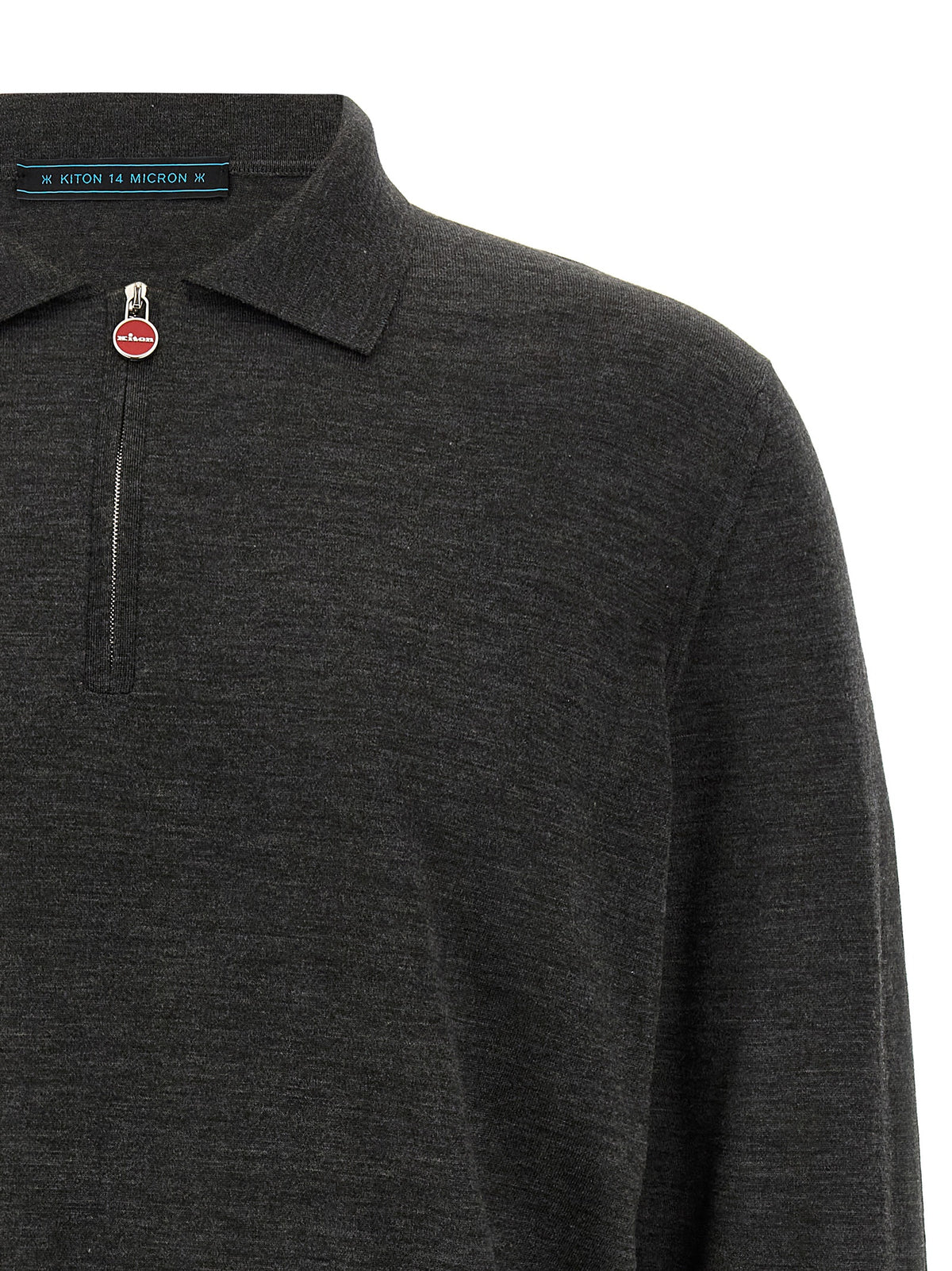 Kiton Graues Woll-Poloshirt