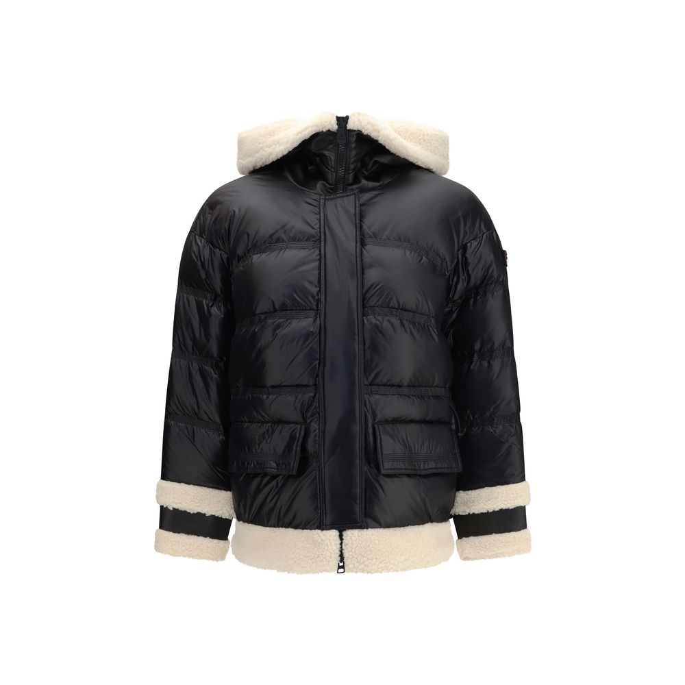 Peuterey Schwarze Polyamid-Jacke in voller Länge