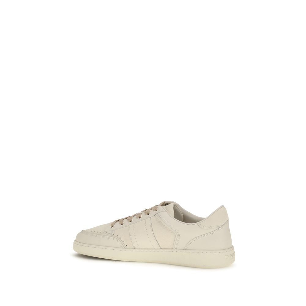Ferragamo Beige Nubuk-Leder Sneaker mit niedrigem Schaft