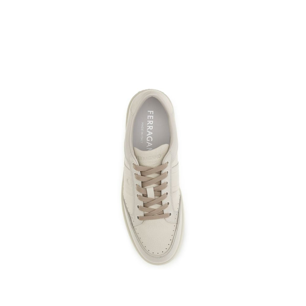 Ferragamo Beige Nubuk-Leder Sneaker mit niedrigem Schaft