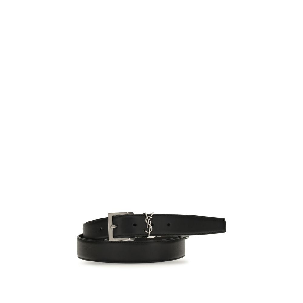 Saint Laurent Schwarzer Kalbsleder Bos Taurus Regular Gürtel
