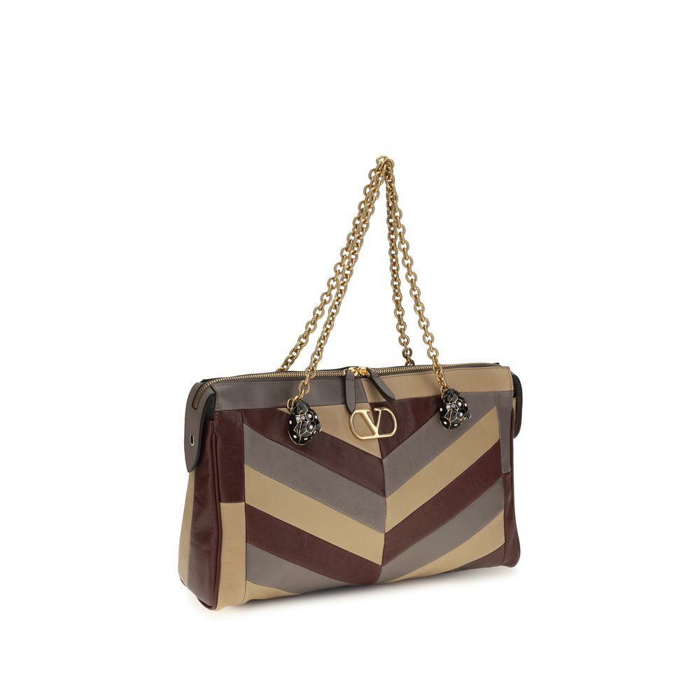 Valentino Garavani Schultertasche aus mehrfarbigem Napa- und Kalbsleder
