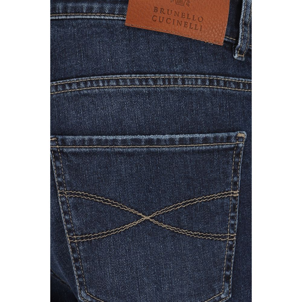 Brunello Cucinelli Blaue Jeans aus Baumwolle im geraden Schnitt
