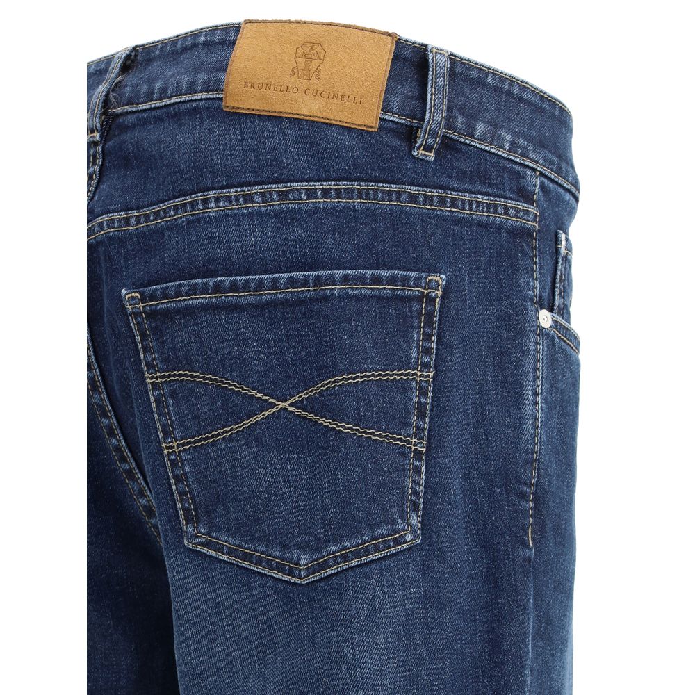 Brunello Cucinelli Blaue Jeans aus Baumwolle im geraden Schnitt