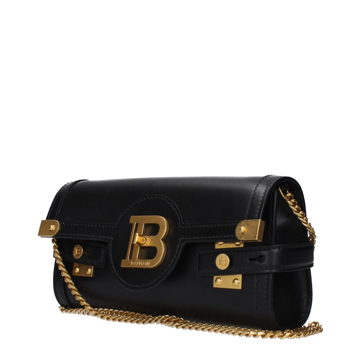 Balmain Schwarze Leder-Clutch