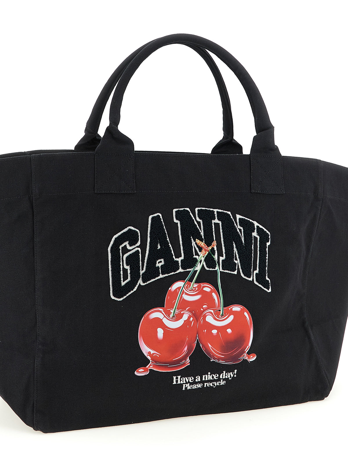 Ganni Schwarze Tote Bag aus recycelter Baumwolle