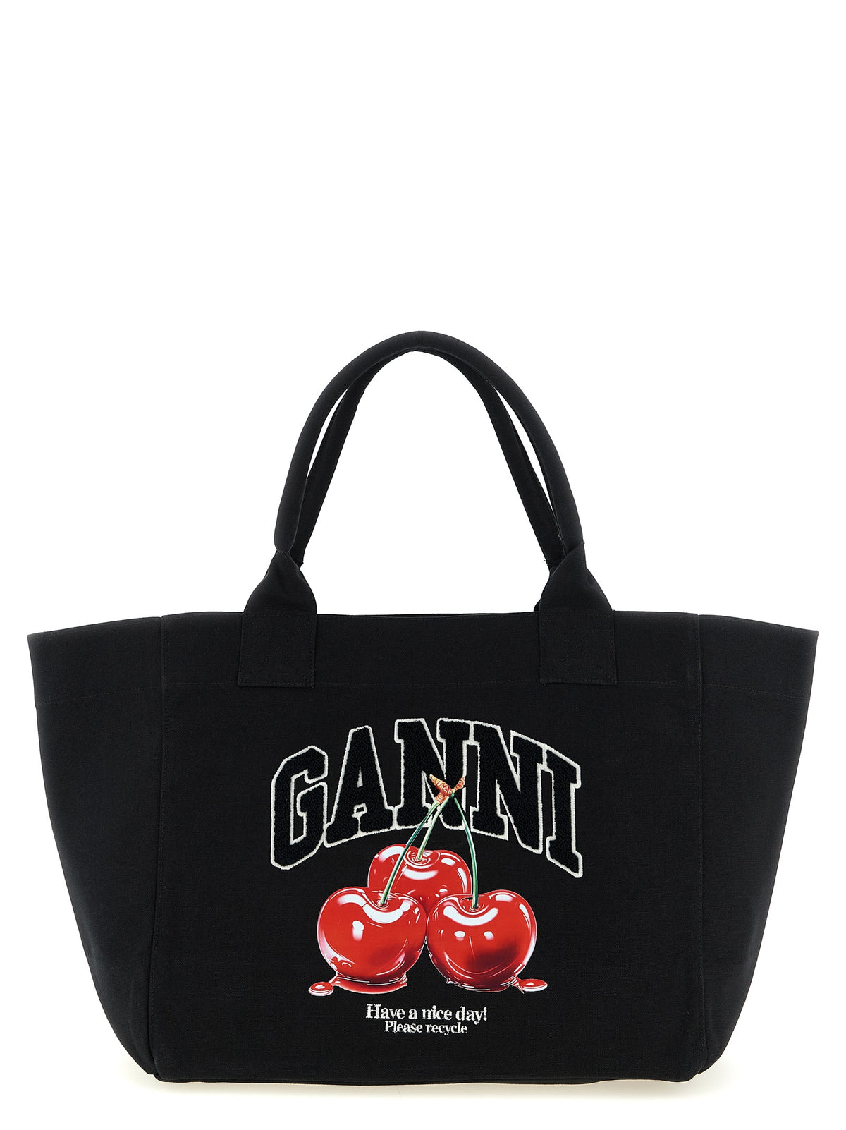 Ganni Schwarze Tote Bag aus recycelter Baumwolle