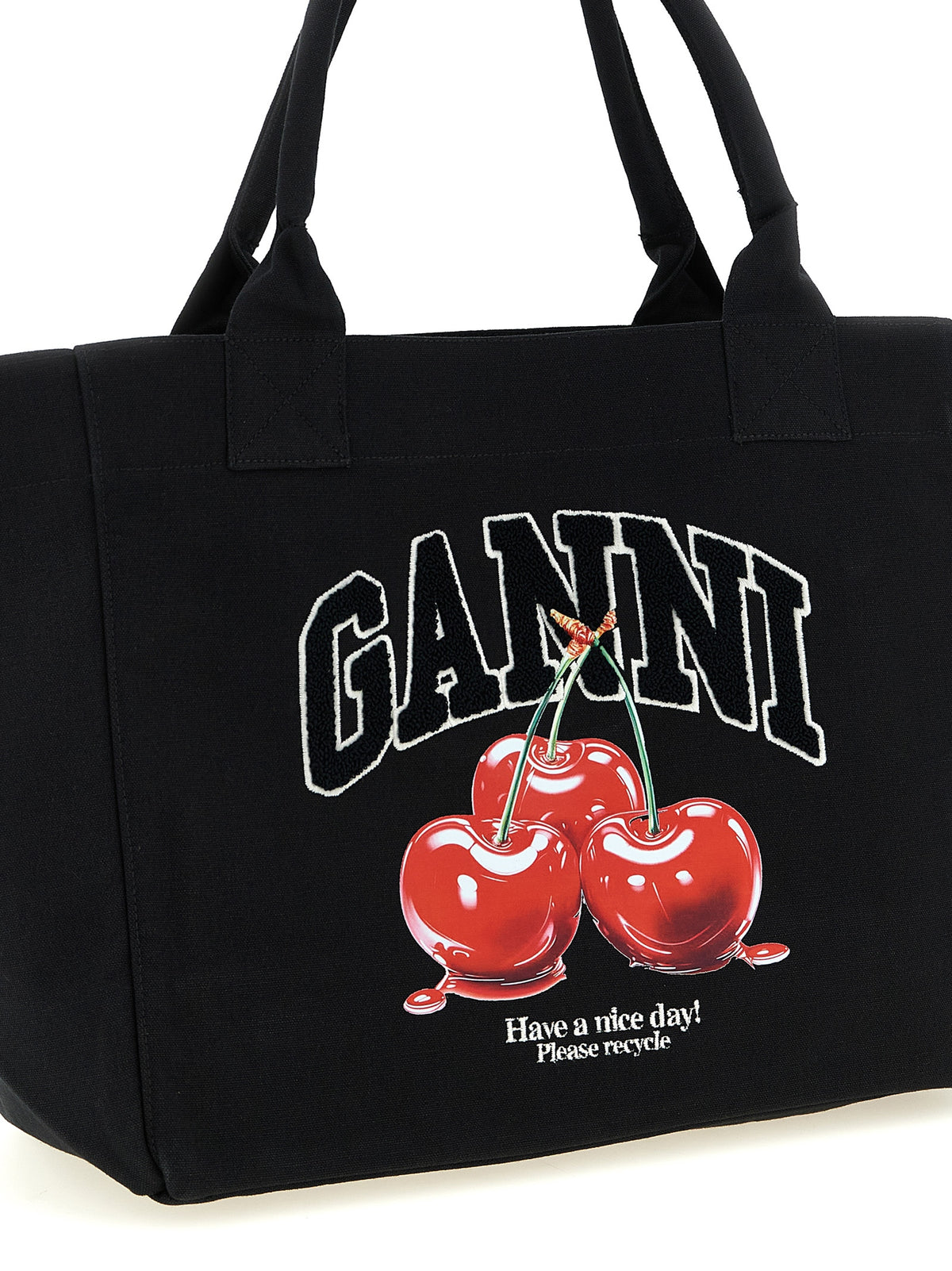 Ganni Schwarze Tote Bag aus recycelter Baumwolle