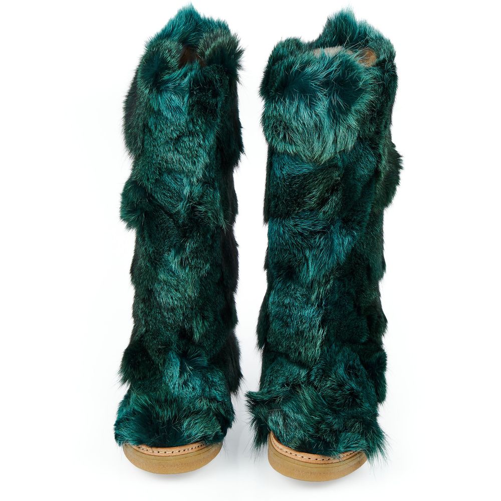 Mr&Mrs Italy Teal Pelz Damenschuh
