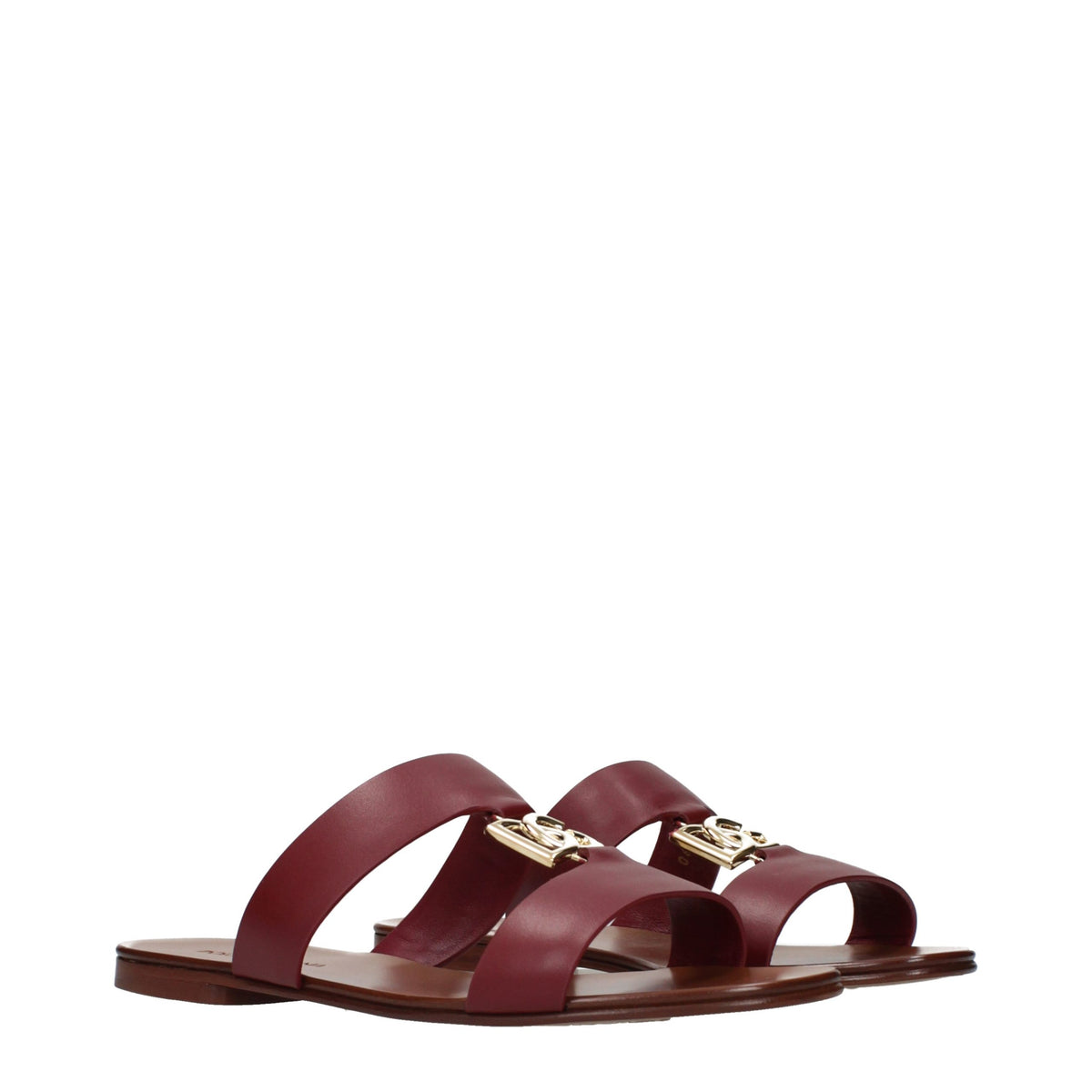 Dolce & Gabbana Rote Leder-Slipper