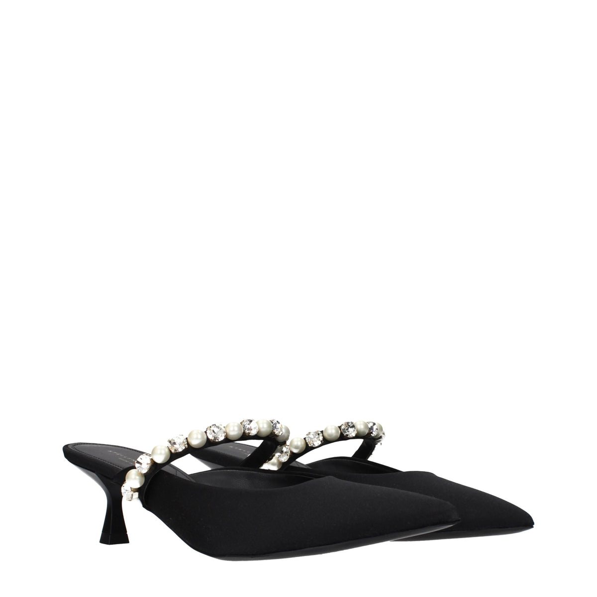 Stella McCartney Schwarze Stiletto-Sandalen aus Satin