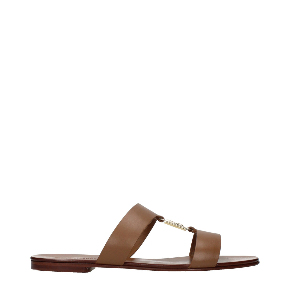 Dolce & Gabbana Braune Leder-Slipper
