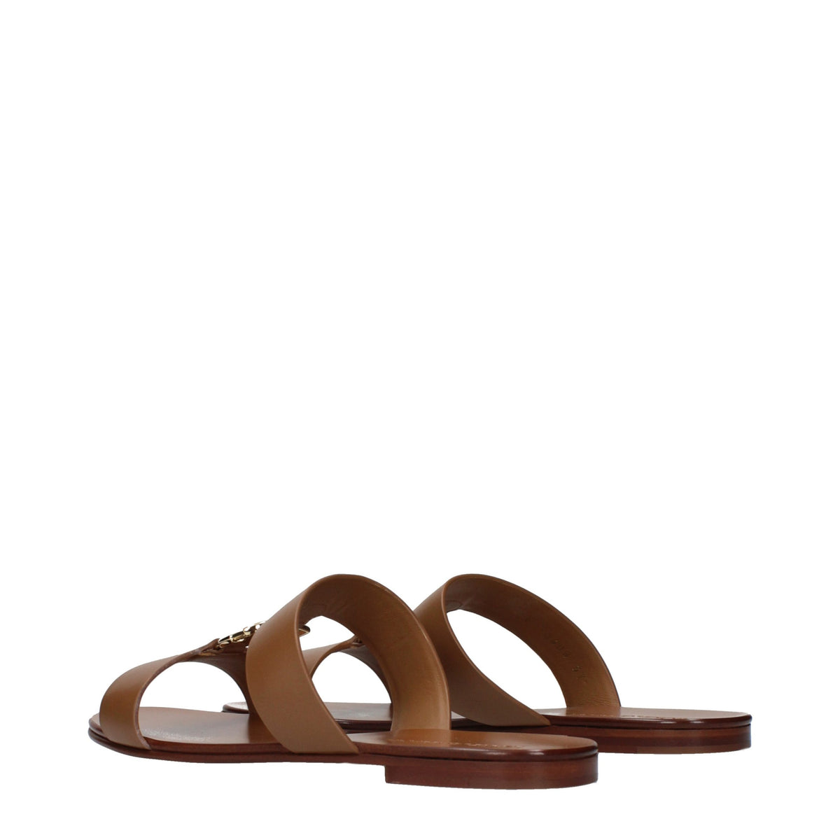 Dolce & Gabbana Braune Leder-Slipper