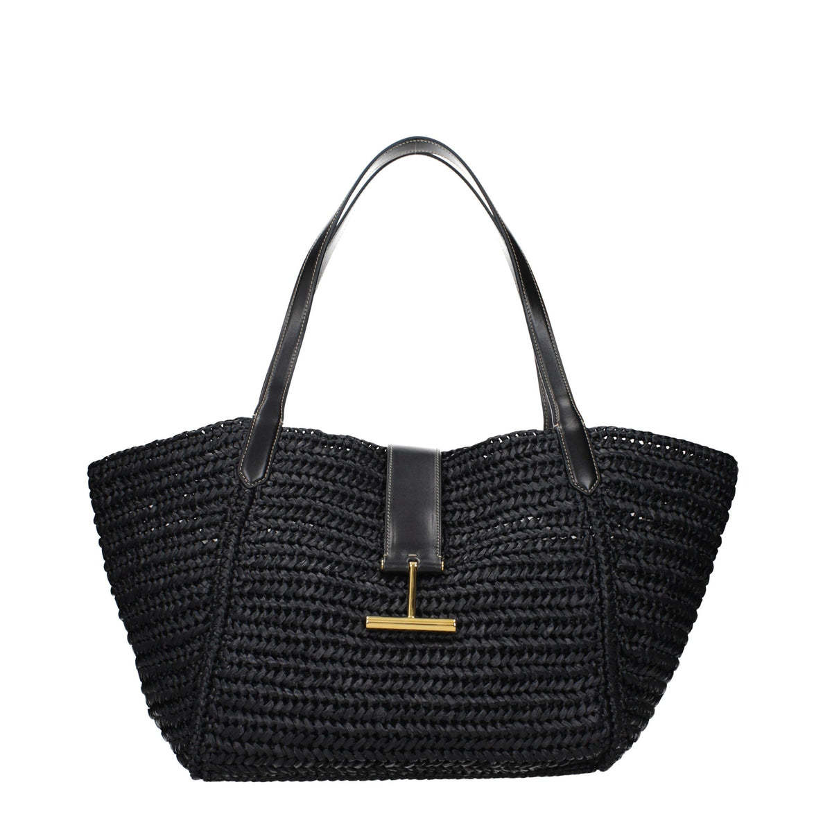 Tom Ford Schwarze Raffia-Umhängetasche
