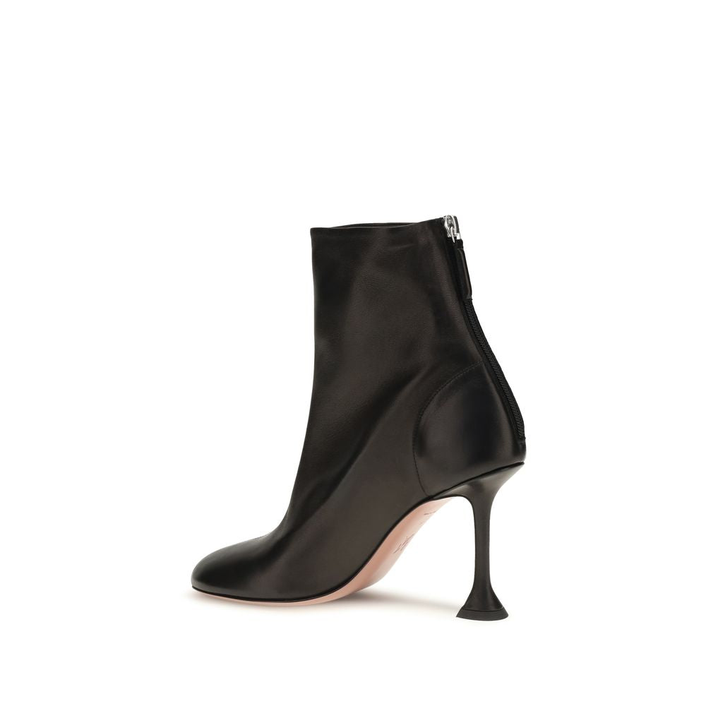 Amina Muaddi Schwarze Lammleder-Stiefeletten Ovis Aries