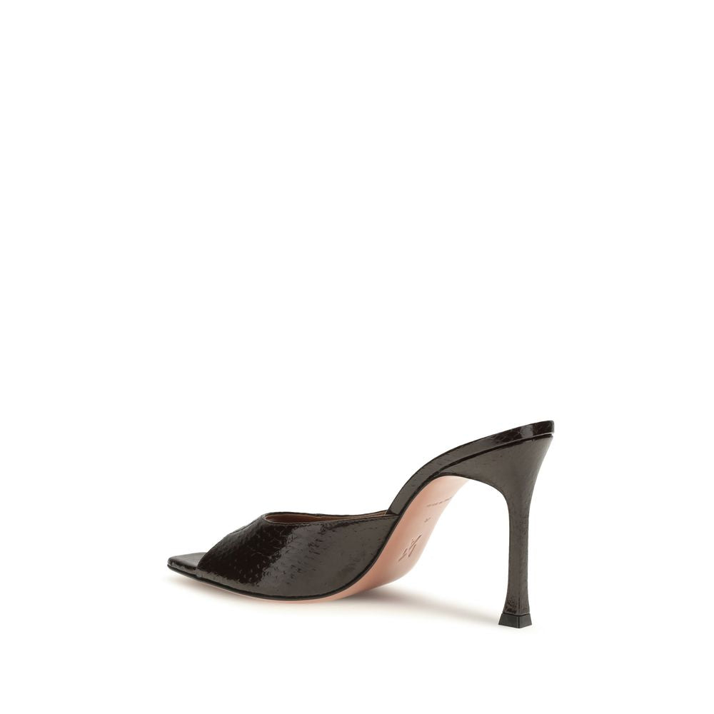 Amina Muaddi Braune Kalbsleder Bos Taurus Stiletto-Sandalen