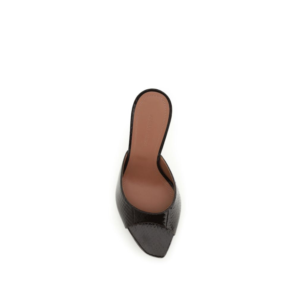 Amina Muaddi Braune Kalbsleder Bos Taurus Stiletto-Sandalen