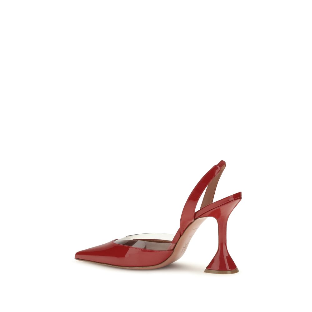 Amina Muaddi Rote Pumps aus Ziegenleder mit hohem Absatz