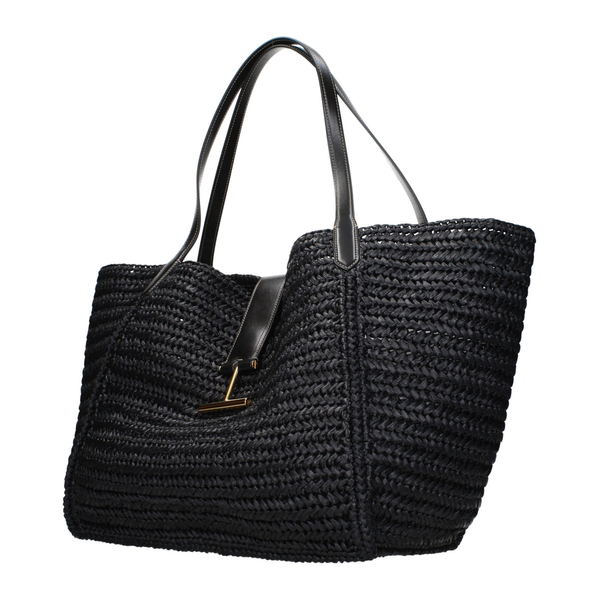 Tom Ford Schwarze Raffia-Umhängetasche