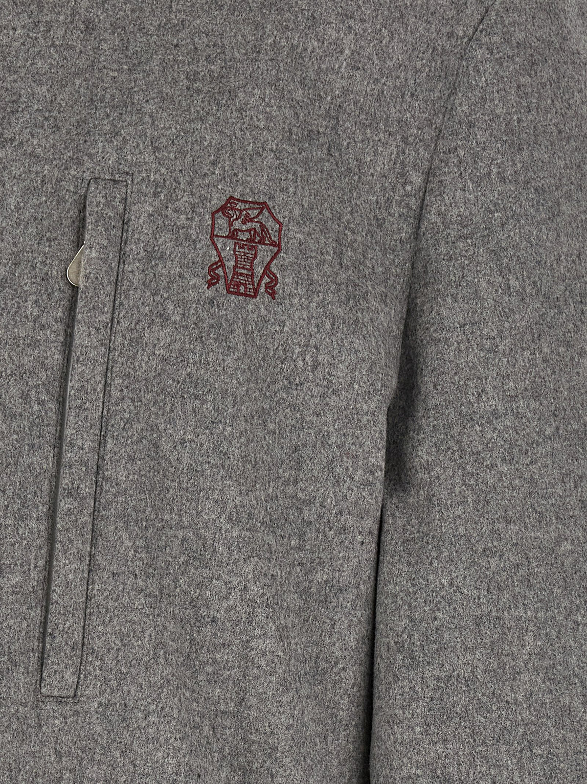 Brunello Cucinelli Grauer Wollmantel in voller Länge