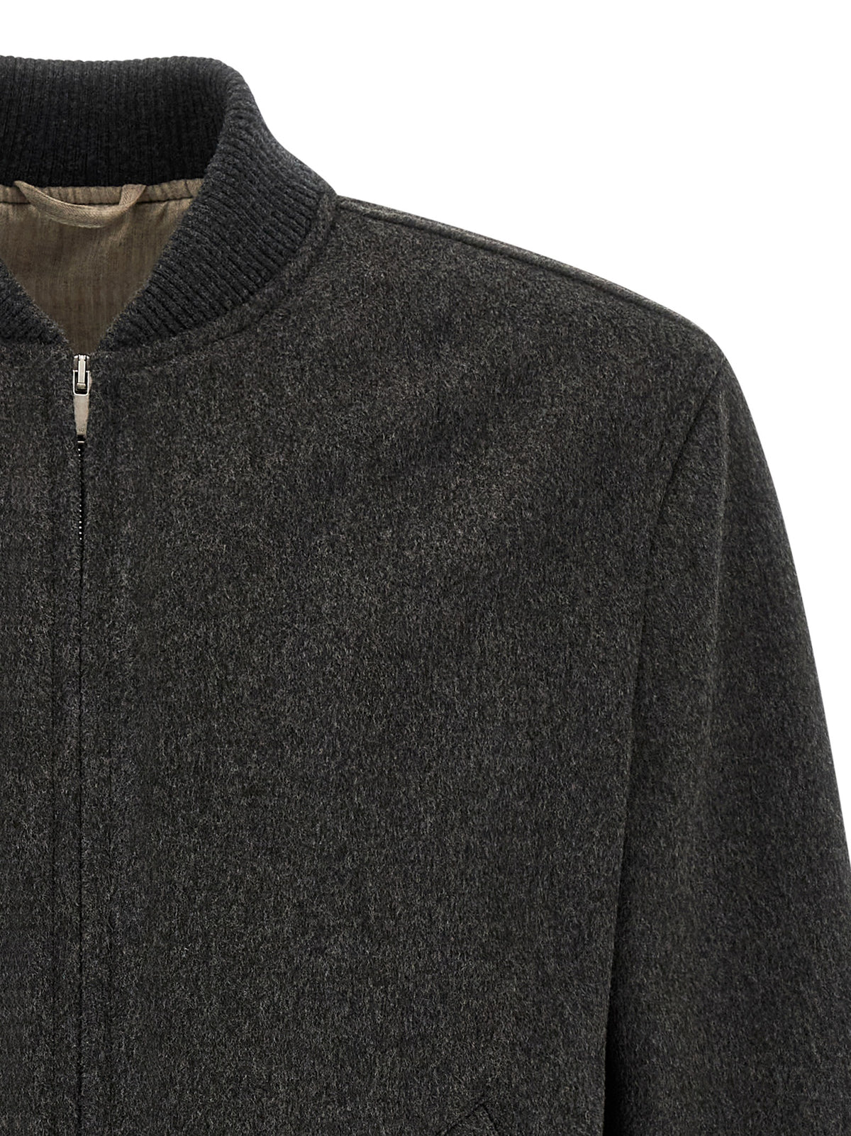 Lardini Grauer Bomber aus reiner Schurwolle