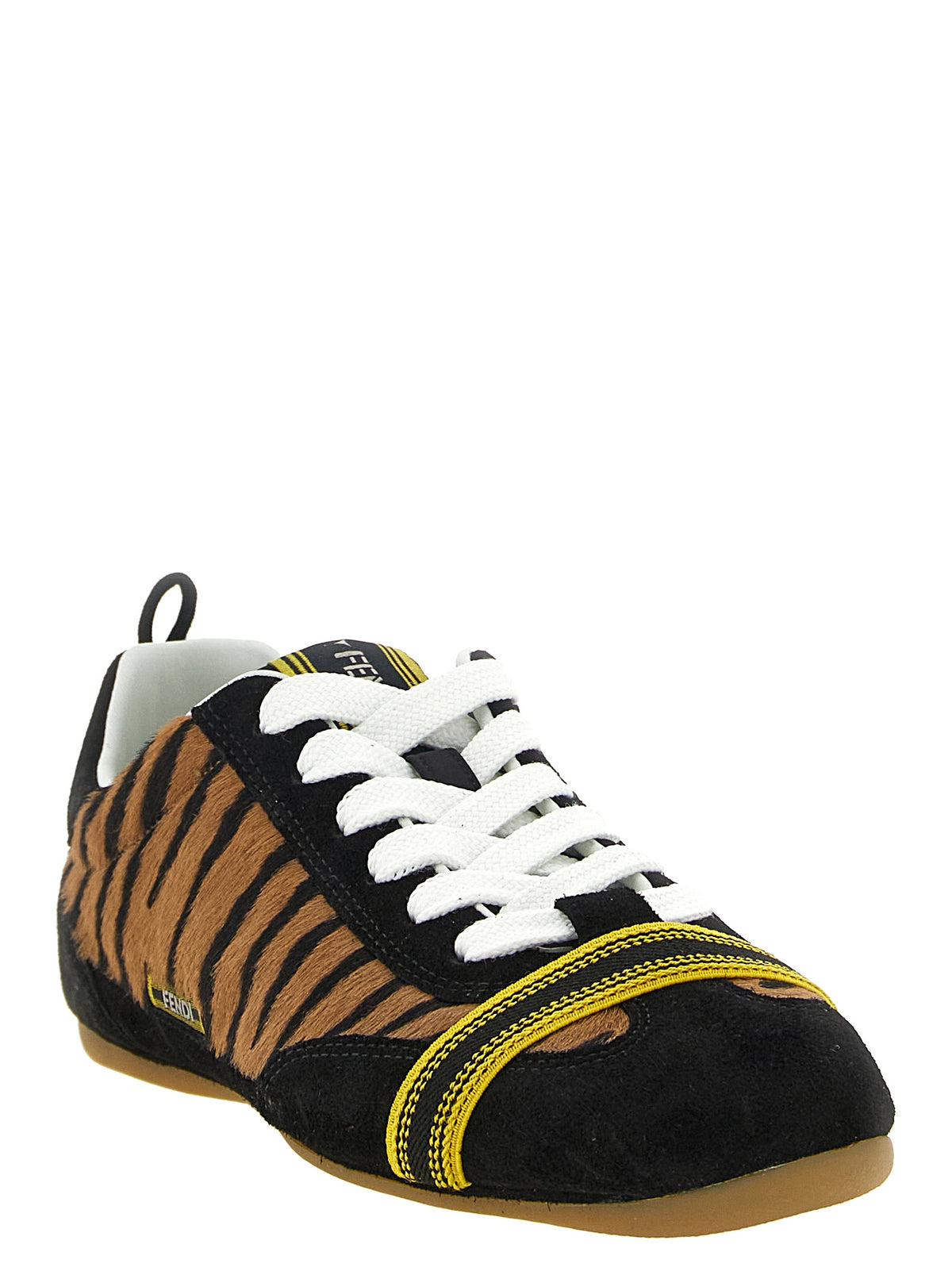 Fendi Braune Kalbsleder-Sneaker im Athletic-Stil
