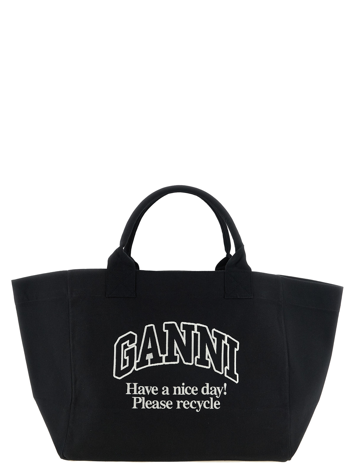 Ganni Schwarze Tote Bag aus recycelter Baumwolle