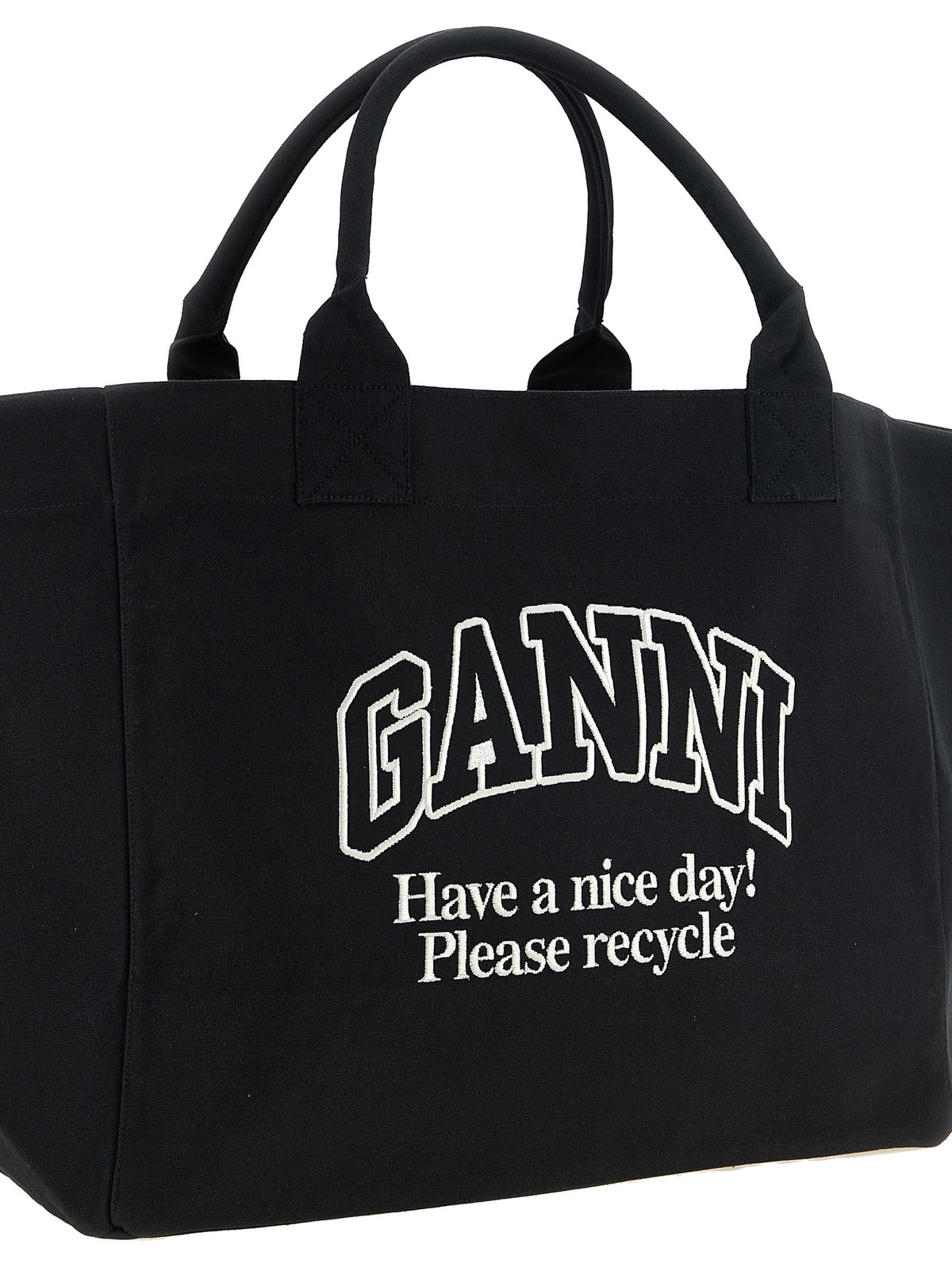 Ganni Schwarze Tote Bag aus recycelter Baumwolle