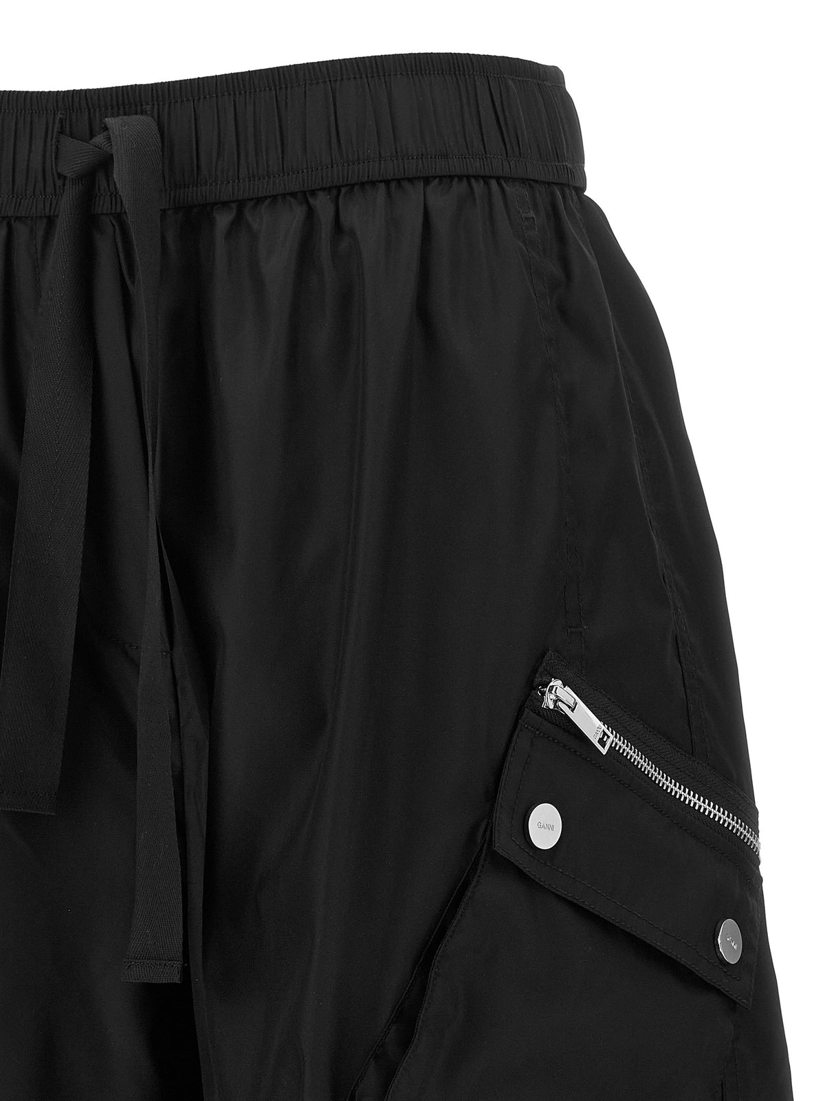 Ganni Schwarze Cargohose aus recyceltem Polyamid