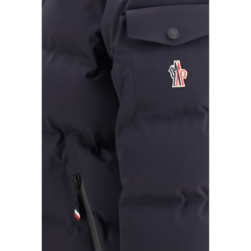 Moncler Grenoble Blaue Polyamid-Jacke in voller Länge