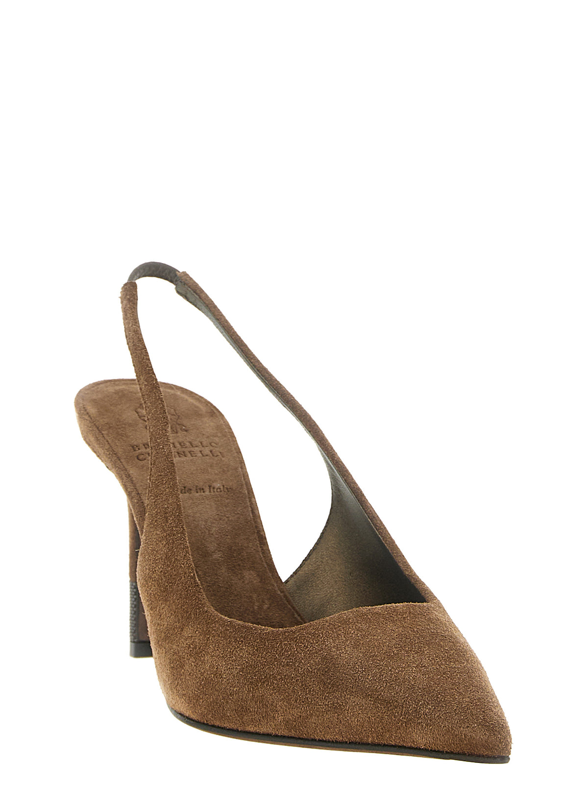 Brunello Cucinelli Braune Pumps aus Kalbsleder mit hohem Absatz