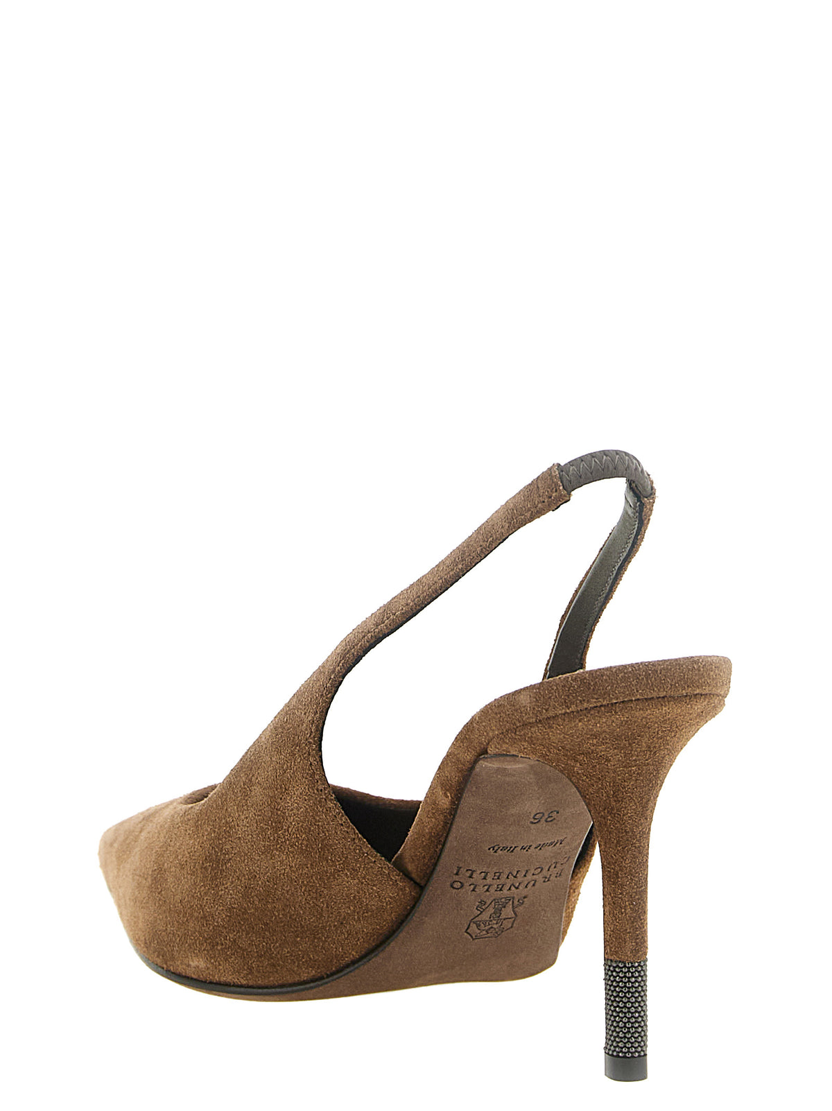 Brunello Cucinelli Braune Pumps aus Kalbsleder mit hohem Absatz
