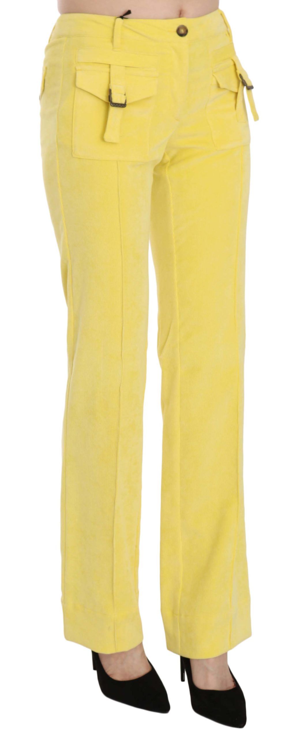 Just Cavalli Gelbe Cordhose mit mittlerer Taille Gerade Hose