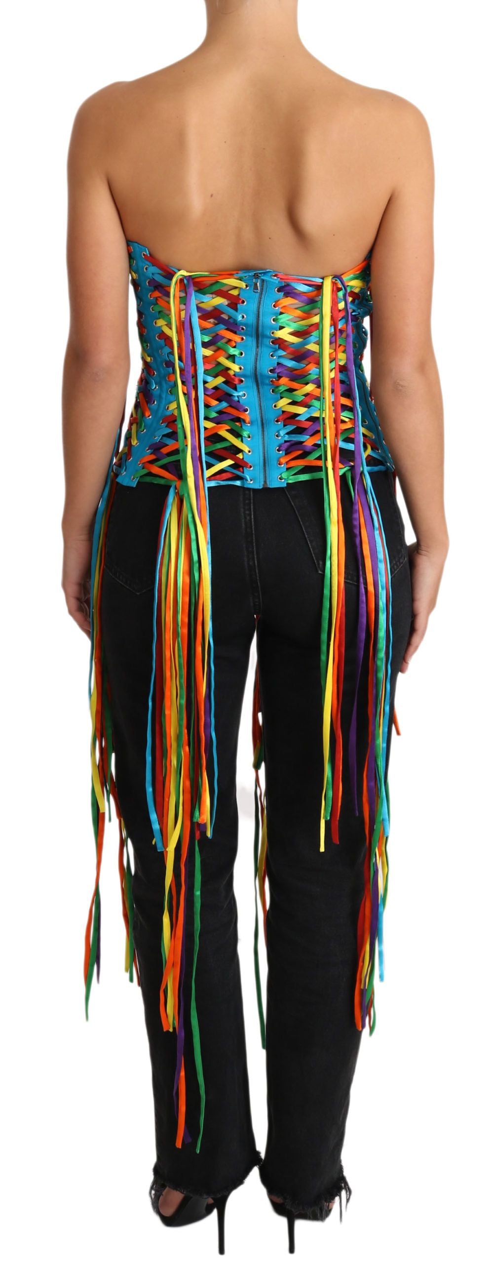 Dolce & Gabbana Multicolor Strings Bustier Polyester Korsett Top