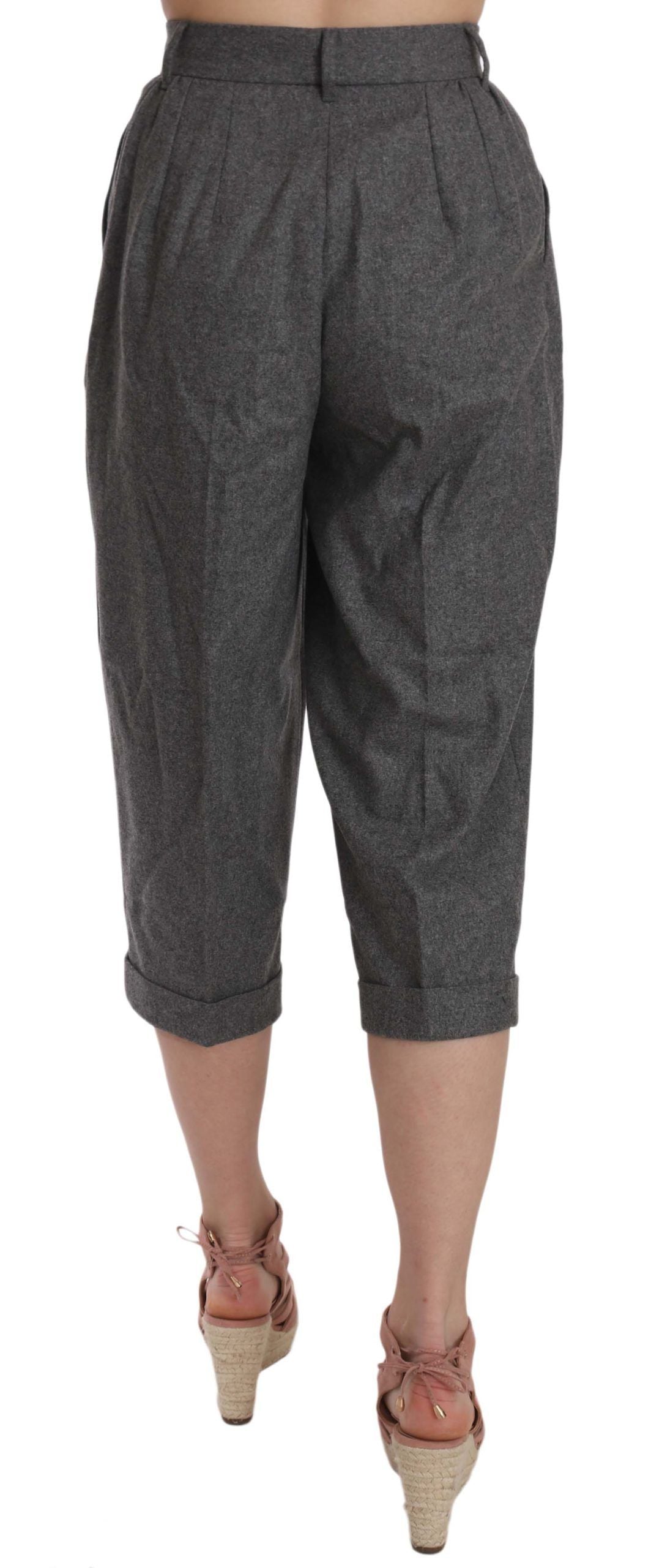 Dolce & Gabbana Wool Cropped Trouser Plissee-Hose