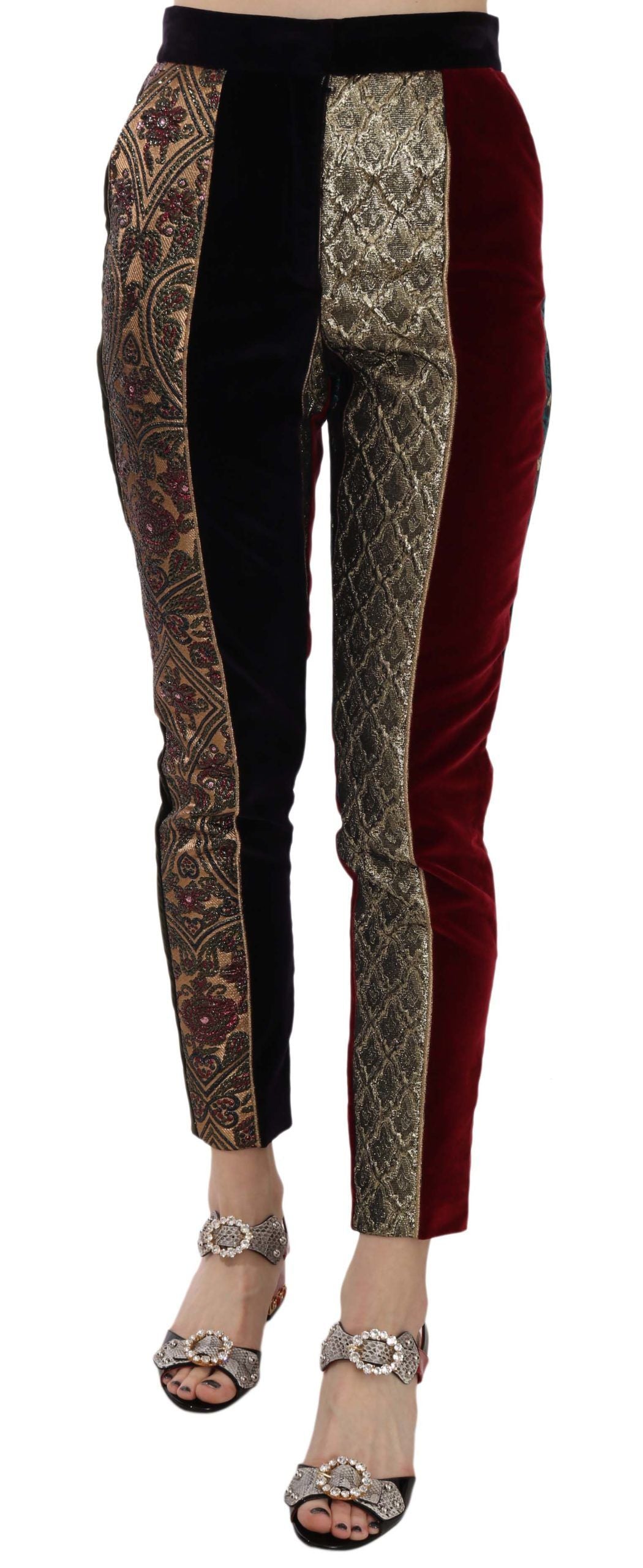 Dolce & Gabbana Mehrfarbige Jacquard-Hose mit konisch zulaufendem Bein