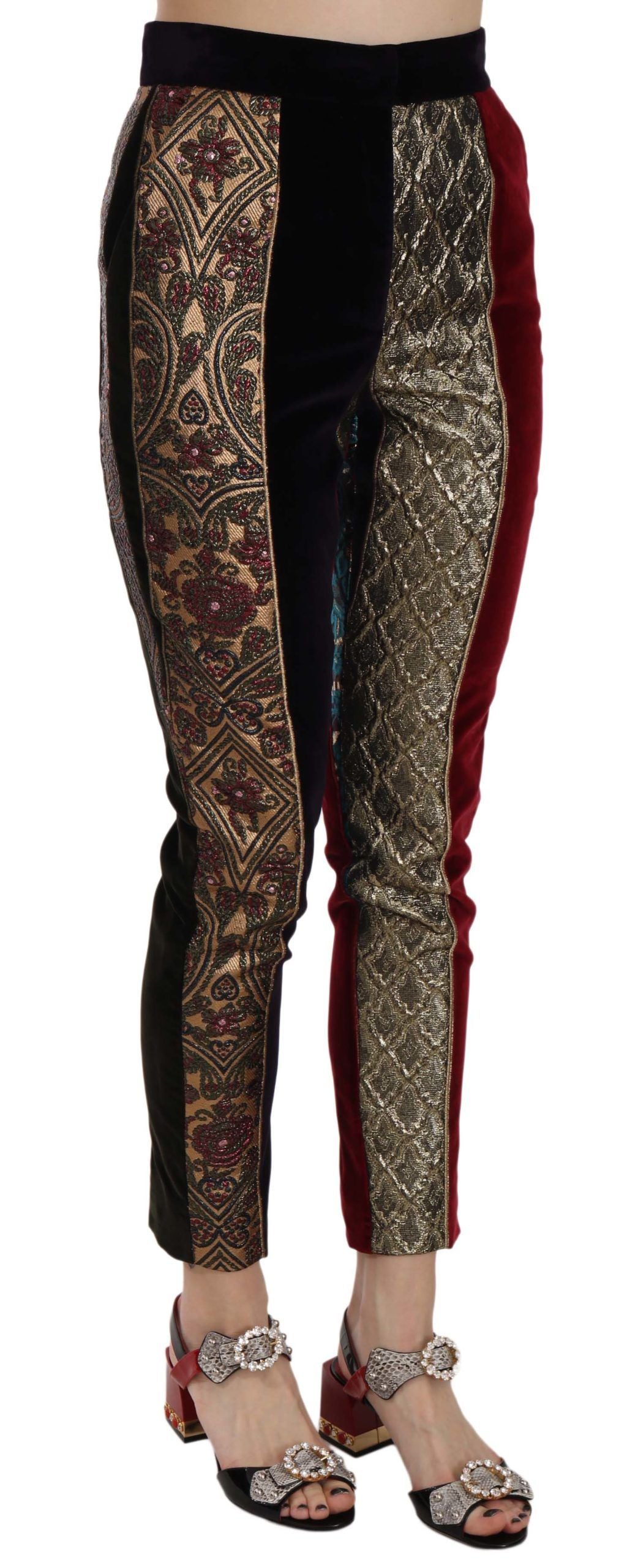 Dolce & Gabbana Mehrfarbige Jacquard-Hose mit konisch zulaufendem Bein