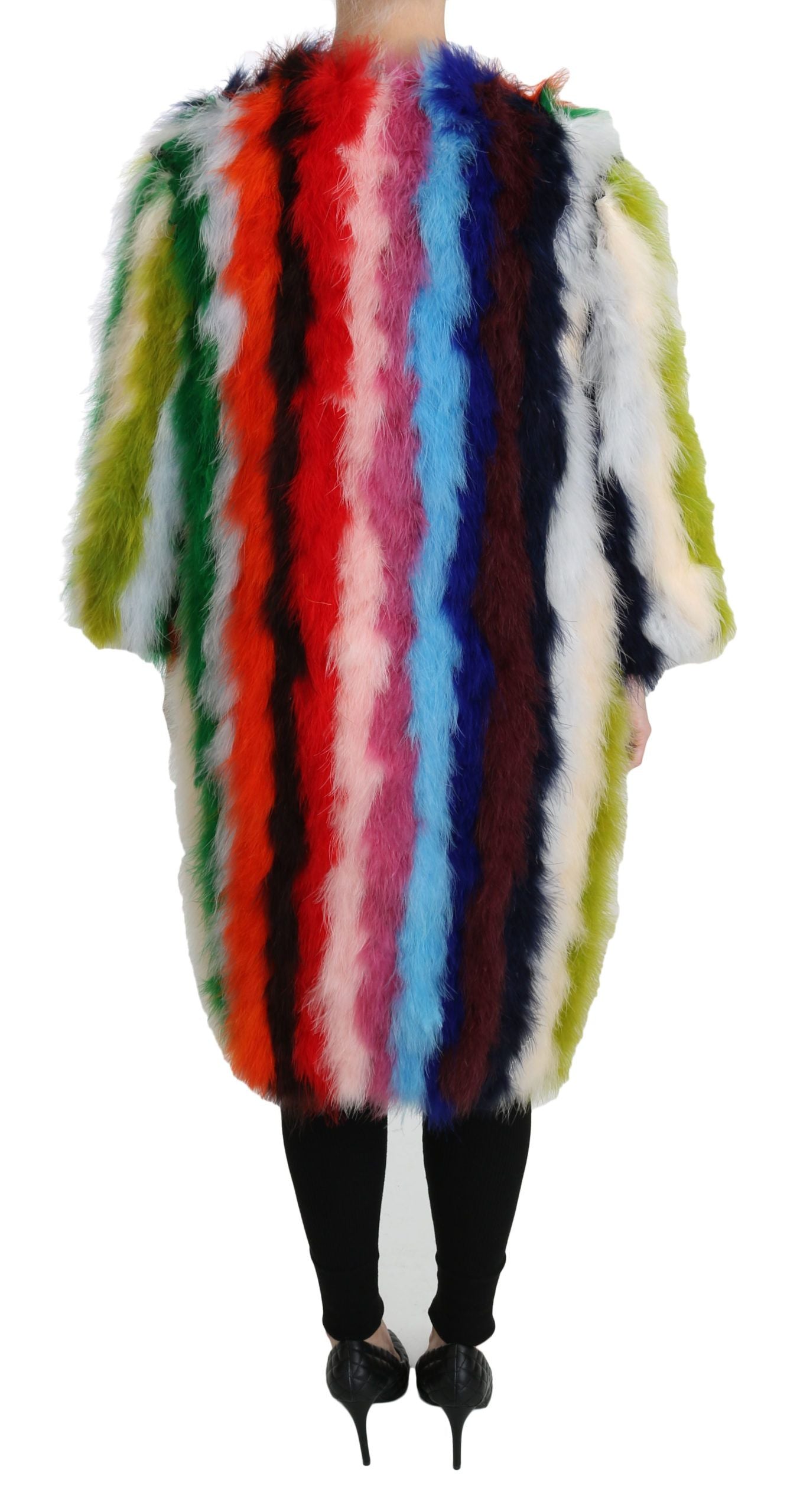 Dolce & Gabbana Multicolor Türkei Feder Cape Pelzmantel
