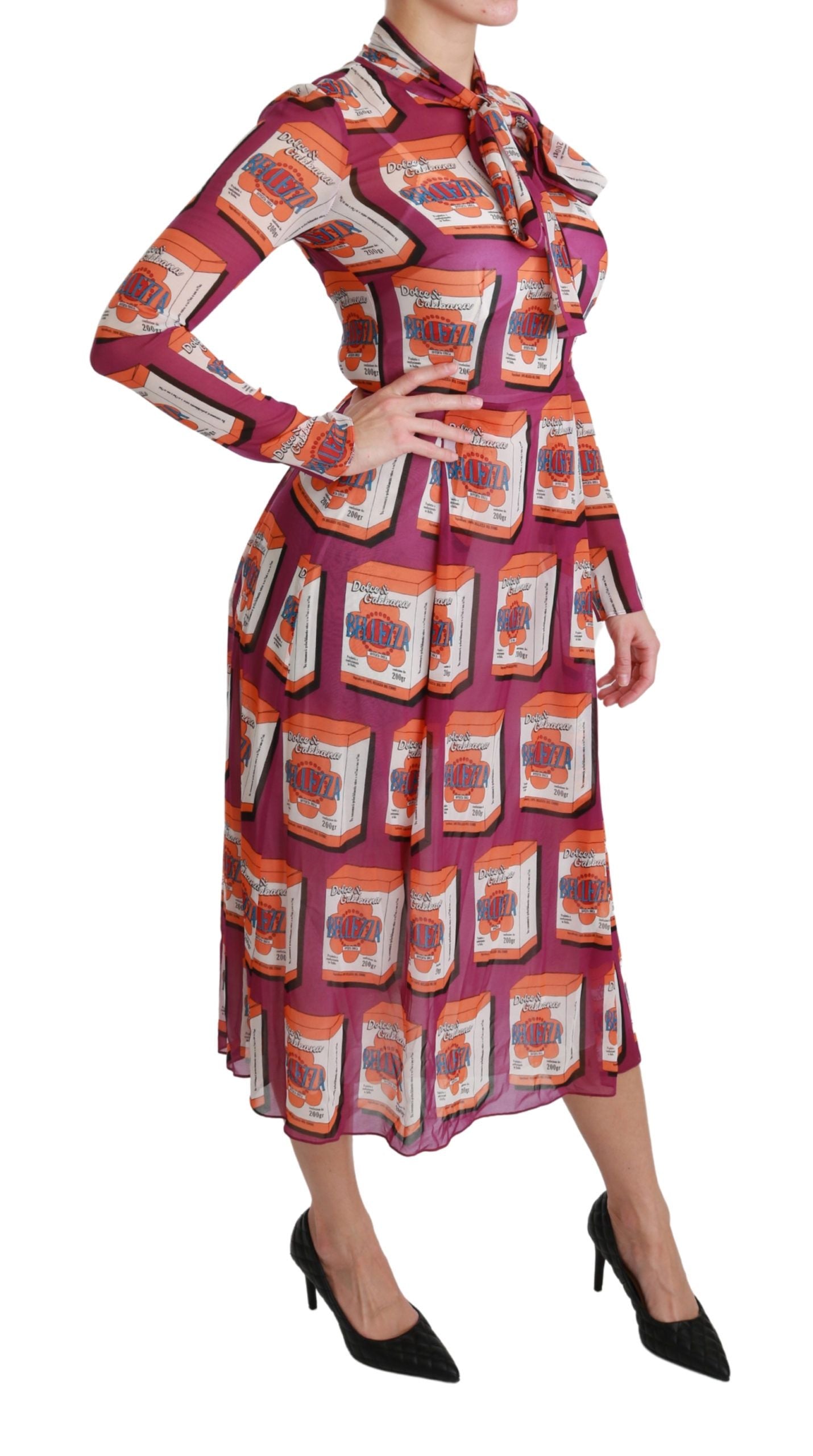 Dolce & Gabbana Lila Seide Bellezza A-Linien Kleid