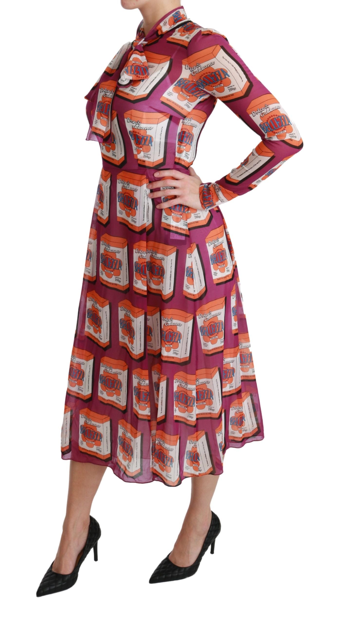 Dolce & Gabbana Lila Seide Bellezza A-Linien Kleid