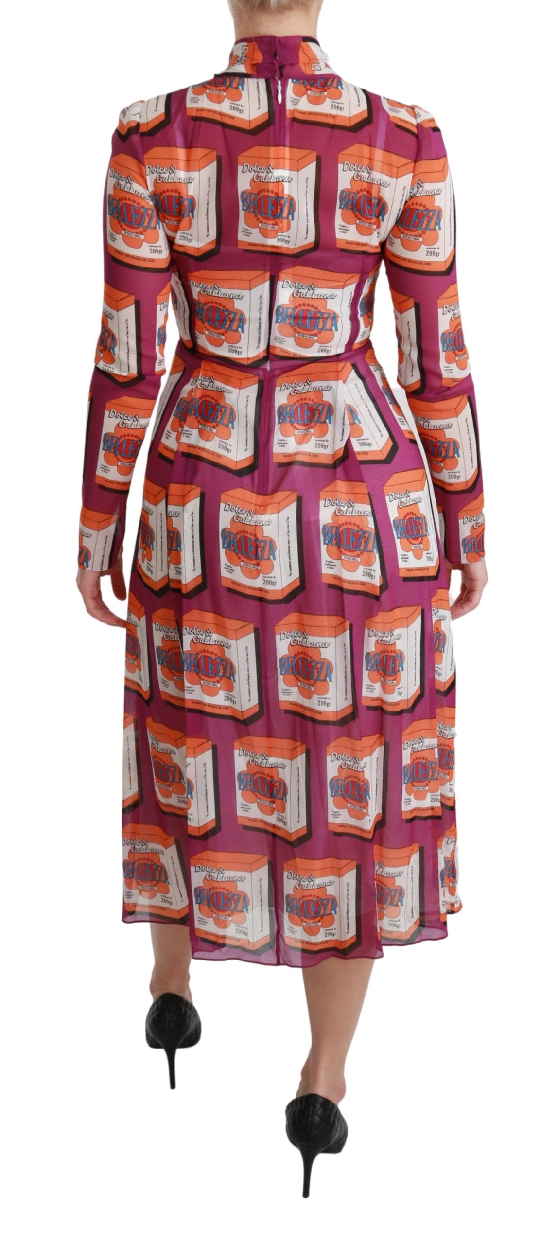 Dolce & Gabbana Lila Seide Bellezza A-Linien Kleid