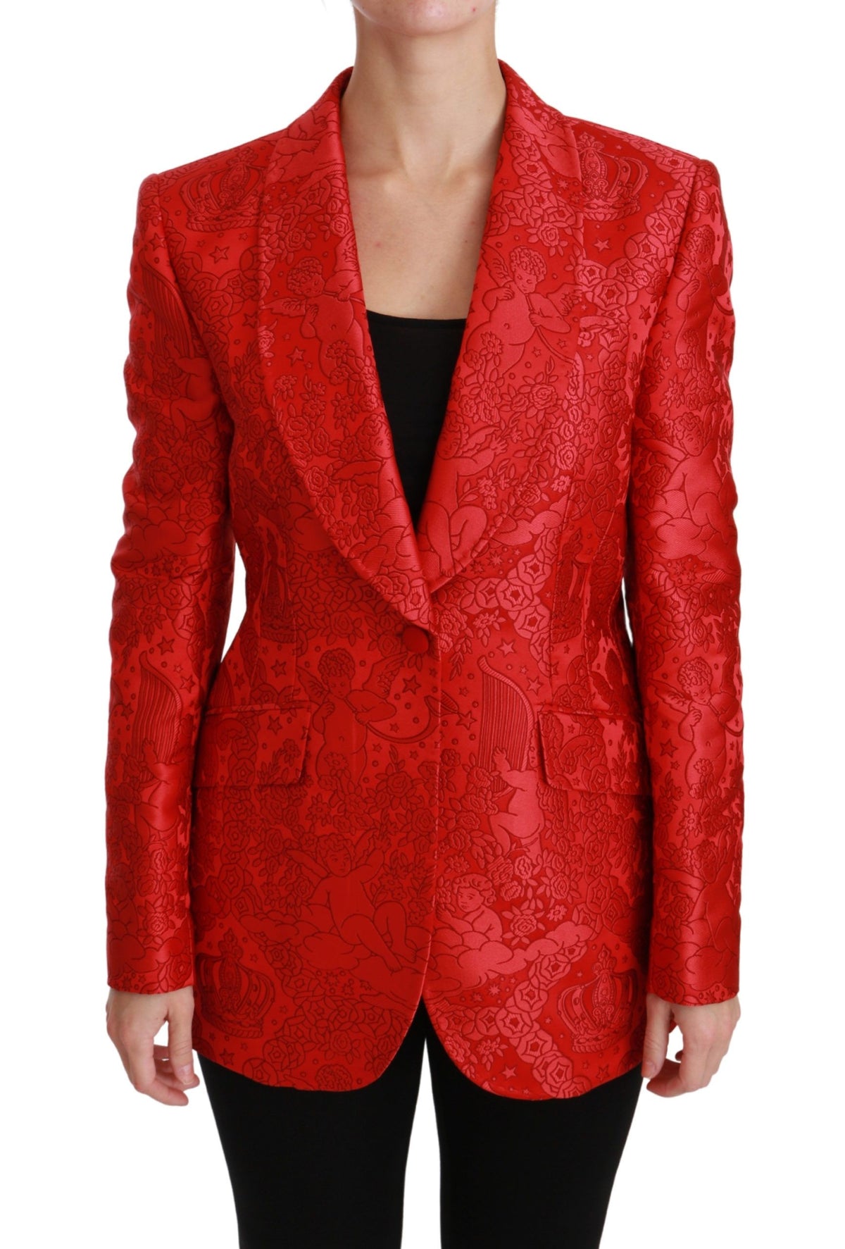 Dolce & Gabbana Roter geblümter Engel Blazermantel Jacke