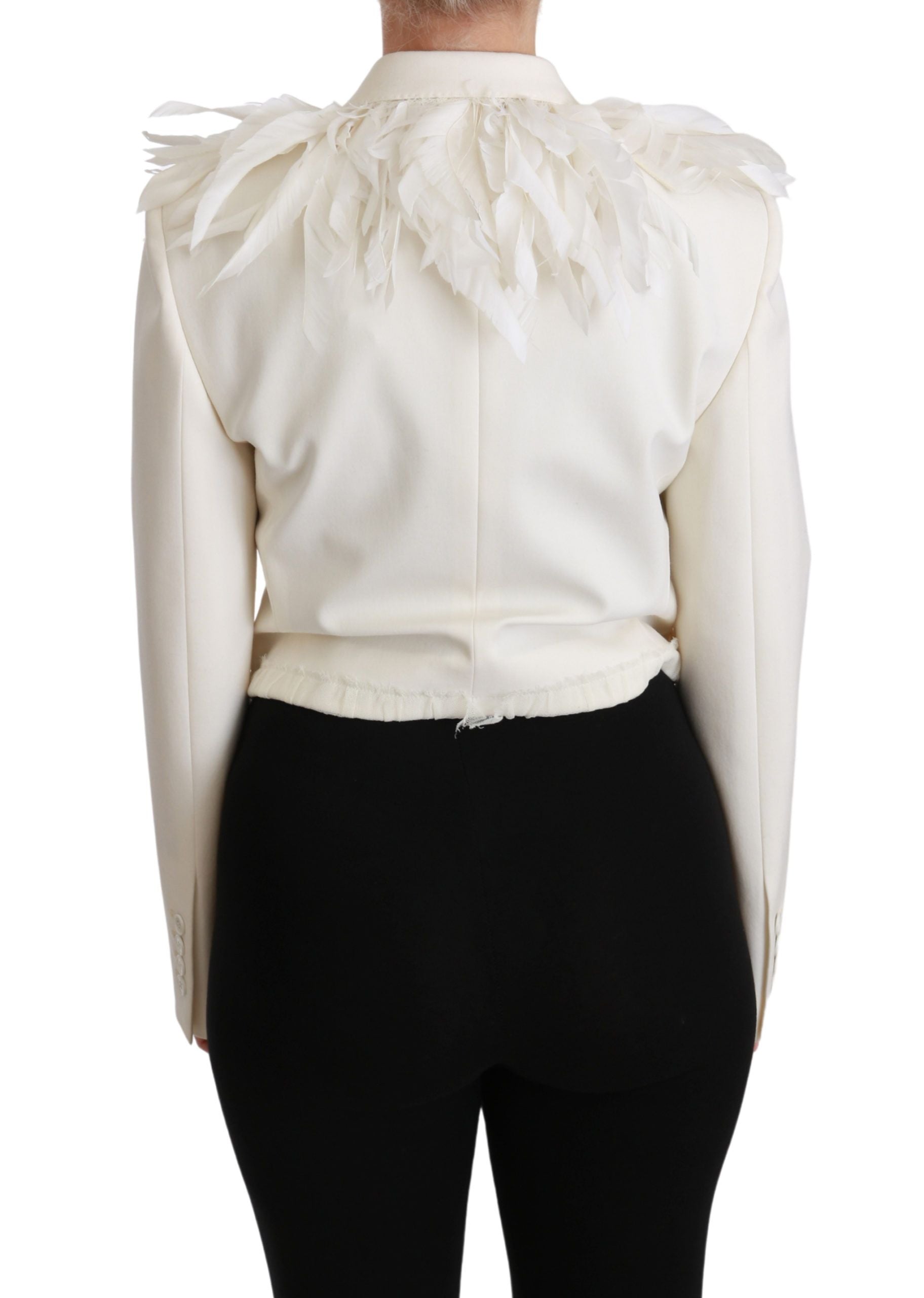 Dolce & Gabbana Weißer doppelreihiger Mantel Wolljacke