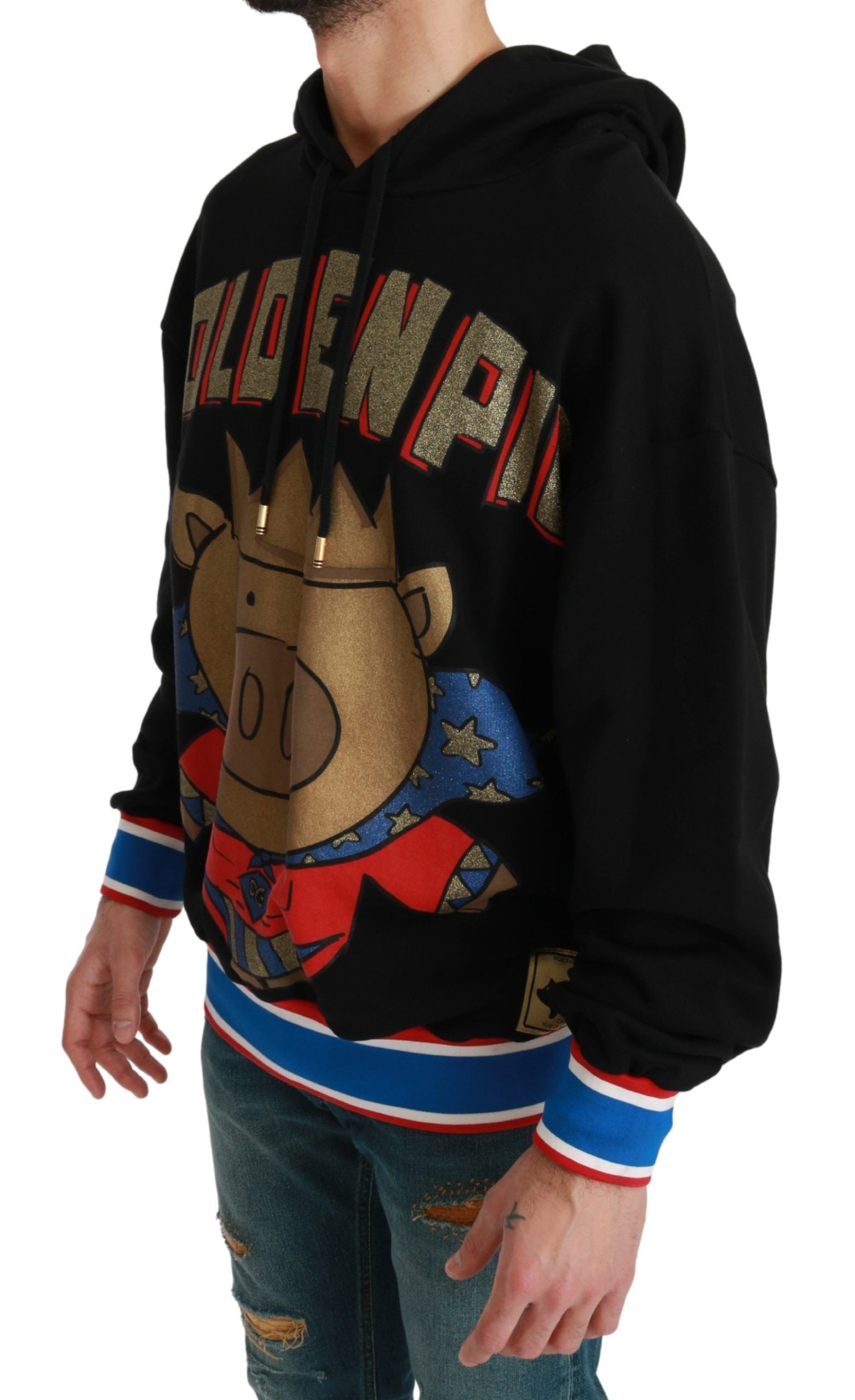 Dolce & Gabbana Schwarzer Pullover Schwein des Jahres mit Kapuze